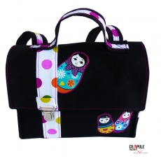 CArtable maternelle/ Matriochka sac à dOs - pour enfant orange / violet applique "poupée russe" 