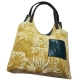 GRETA sac de créateur rétro chic original velours vert fleurs et poche cuir vert profond  cabas﻿﻿