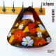 Sac "FugueuSe" vintage grosse fleur seventies et cuir synthétique marron et bande  orange - baluchon / cabas