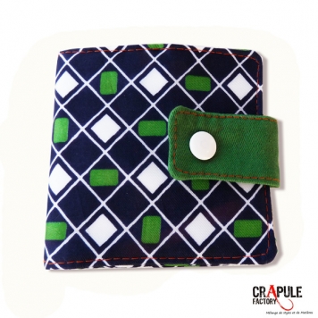 Men Wallet "GASPARD" original real vintage pattern male style green diamond white blue 